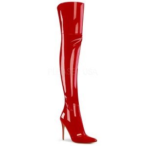 Rot Lackleder 13 cm COURTLY-3012 Pleaser Overknee Stiefel