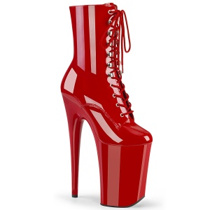 Rot Lackleder 23 cm INFINITY-1020 schnürstiefelette high heels - extreme plateaustiefeletten