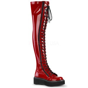 Rot Lackleder 5 cm EMILY-375 overknee stiefel mit schnrung