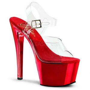 Rot Transparent 18 cm SKY-308 Plateau High Heels