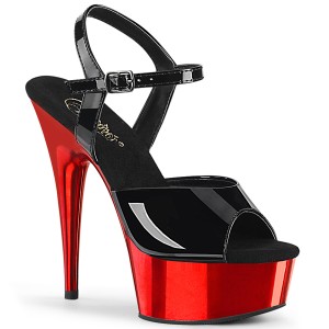 Rot chrome plateau 15 cm DELIGHT-609 pleaser high heels