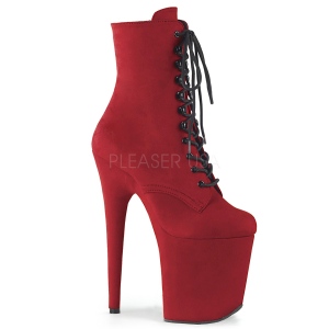 Rot faux suede 20 cm FLAMINGO-1020FS pole dance ankle boots