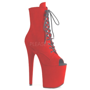 Rot faux suede 20 cm FLAMINGO-1021FS pole dance ankle boots