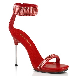 Rote 11,5 cm CHIC-40 fesselriemchen sandaletten mit stiletto metallabsatz