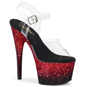 Rote 18 cm ADORE-708SS glitter plateau high heels sandaletten
