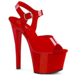 Rote high heels 18 cm SKY-308N JELLY-LIKE stretchmaterial plateau high heels