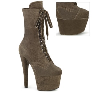 Samt 18 cm ADORE-1045VEL Khaki high heels stiefeletten + zehenschutz