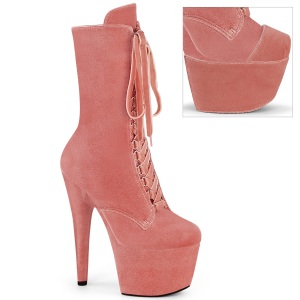 Samt 18 cm ADORE-1045VEL Rosa high heels stiefeletten + zehenschutz