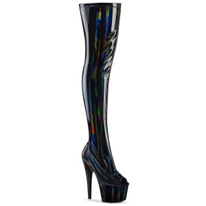 Schwarz 18 cm ADORE-3011HWR Hologramm overkneestiefel peeptoe