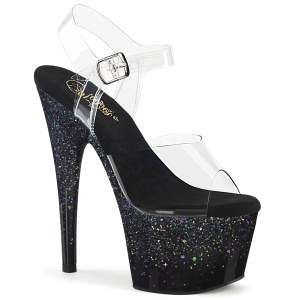 Schwarz 18 cm ADORE-708SS glitter plateau high heels sandaletten