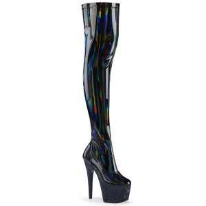 Schwarz 18 cm BEJ-3000-7 Hologramm poledance overknee lackstiefel