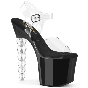 Schwarz 18 cm BLISS-708 Perlenabsatz plateau high heels