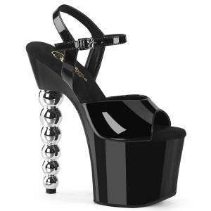 Schwarz 18 cm BLISS-709 Perlenabsatz plateau high heels