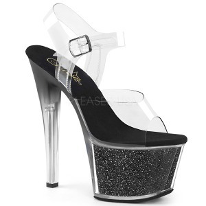 Schwarz 18 cm SKY-308G-T glitter plateau sandaletten