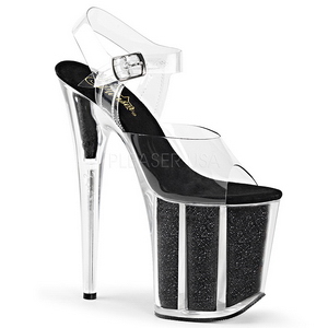 Schwarz 20 cm FLAMINGO-808G Glitter Plateau High Heels