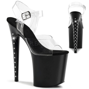 Schwarz 20 cm FLAMINGO-808LS plateau high heels mit strass steinen