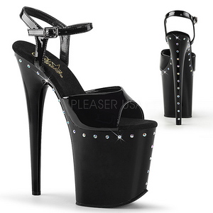 Schwarz 20 cm FLAMINGO-809ABLS Sandaletten mit Strass Plateau