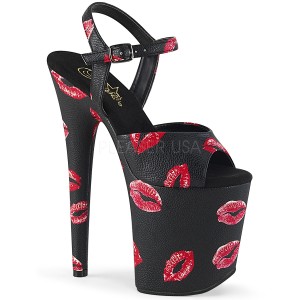 Schwarz 20 cm FLAMINGO-809KISSES pleaser high heels mit plateau