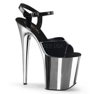 Schwarz 20 cm Pleaser FLAMINGO-809 Chrome Plateau High Heels