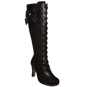 Schwarz 9,5 cm GLAM-240 Damenstiefel mit hohem Absatz