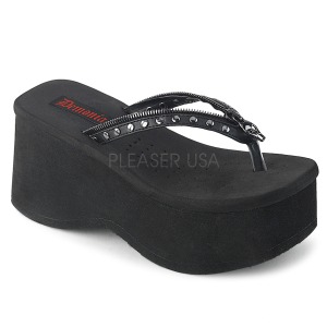 Schwarz 9 cm FUNN-33 Gothic Plateau Sandalen Damen