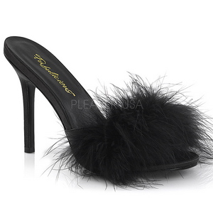 Schwarz Federn 10 cm CLASSIQUE-01F Mules Damen Schuhe für Herren