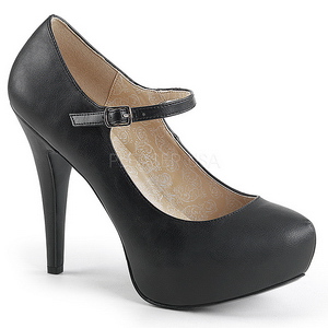 Schwarz Kunstleder 13,5 cm CHLOE-02 grosse grössen pumps schuhe