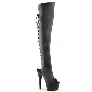 Schwarz Kunstleder 18 cm ADORE-3019 Overknee stiefel mit plateau