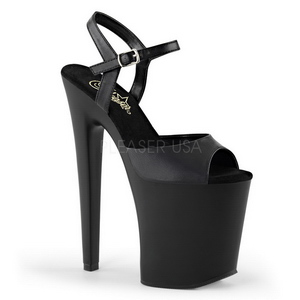 Schwarz Kunstleder 20 cm Pleaser XTREME-809 Plateau High Heels