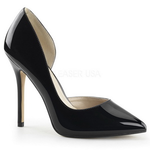 Schwarz Lack 13 cm AMUSE-22 Klassische Pumps Schuhe Damen