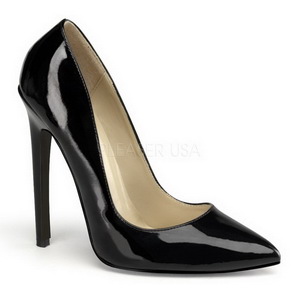 Schwarz Lack 13 cm SEXY-20 spitze pumps mit stiletto absatz