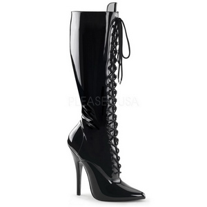 Schwarz Lack 15 cm DOMINA-2020 High Heels Damenstiefel für Männer