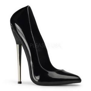 Schwarz Lack 16 cm DAGGER-01 Damen Pumps Stiletto Absatz