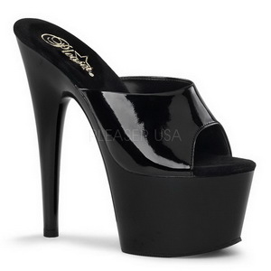 Schwarz Lack 18 cm ADORE-701 Plateau High Mules