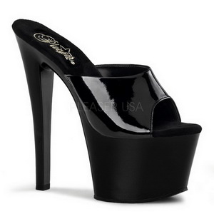 Schwarz Lack 18 cm PLEASER SKY-301 Plateau High Mules