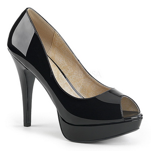 Schwarz Lackleder 13,5 cm CHLOE-01 grosse grössen pumps schuhe