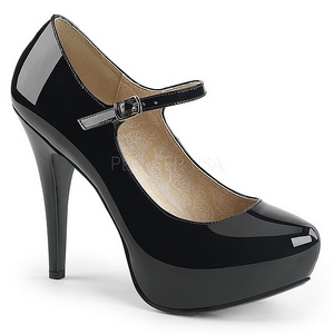 Schwarz Lackleder 13,5 cm CHLOE-02 grosse grössen pumps schuhe