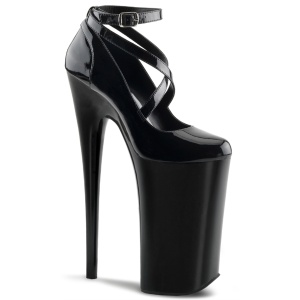 Schwarz Lackleder 25,5 cm BEYOND-087 extreme high heels - extreme plateau pumps