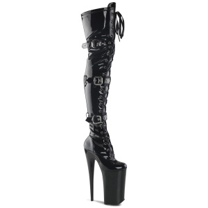 Schwarz Lackleder 25,5 cm BEYOND-3028 overknee high heels - extreme overknee stiefel