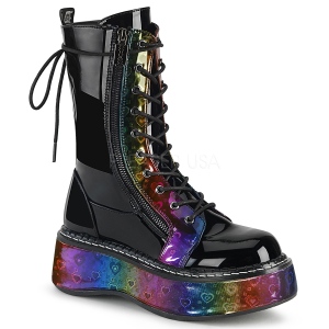 Schwarz Lackleder 5 cm EMILY-350 Demonia stiefeletten mit plateau