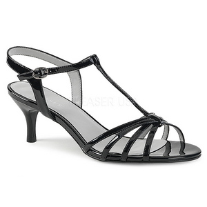 Schwarz Lackleder 6 cm KITTEN-06 grosse grössen sandaletten damen