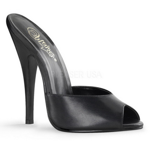 Schwarz Leder 15 cm DOMINA-101 Damen Mules Schuhe