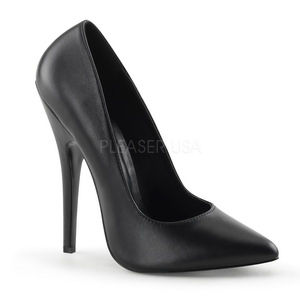 Schwarz Leder 15 cm DOMINA-420 High Heels Pumps für Männer