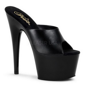 Schwarz Leder 18 cm ADORE-701 Plateau High Mules