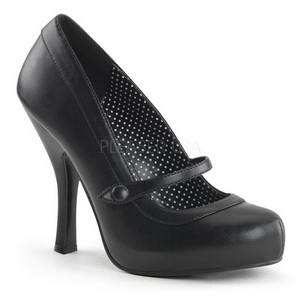 Schwarz Matt 12 cm retro vintage CUTIEPIE-02 mary jane pumps mit verstecktem plateau