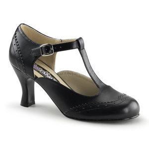 Schwarz Matt 7,5 cm retro vintage FLAPPER-26 pumps mit niedrigem absatz