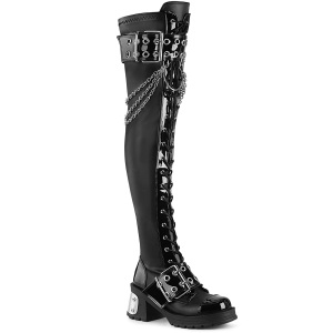 Schwarz Matt 7 cm BRATTY-304 Emo Punk Overknee Stiefel