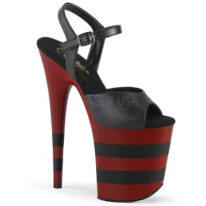 Schwarz Rot 20 cm FLAMINGO-809SR pleaser high heels mit plateau