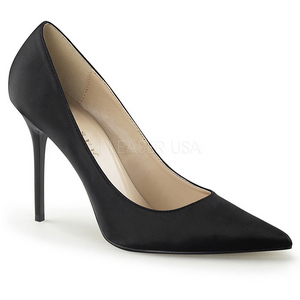 Schwarz Satin 10 cm CLASSIQUE-20 spitze pumps mit stiletto absatz