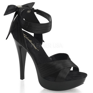 Schwarz Satin 13 cm COCKTAIL-568 Sandaletten mit hohen Absätzen
